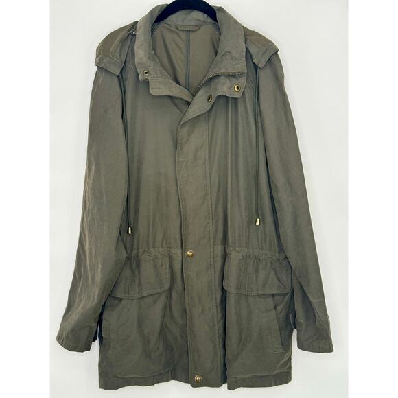 London Fog Cinch Drawstring Waist Detachable Hood Anorak Jacket Women Size M - Picture 1 of 8